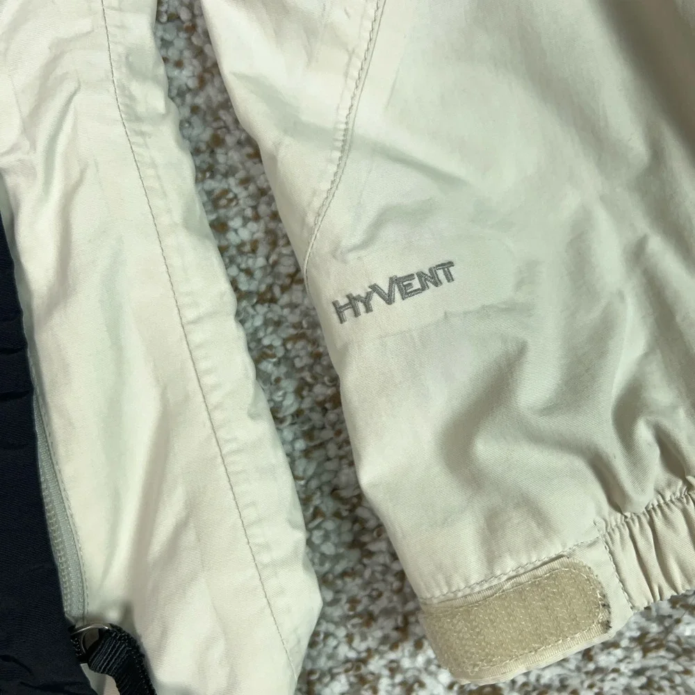 The North Face Jacket Girls Large Cream Black HyVent Rain Outdoor Waterproof